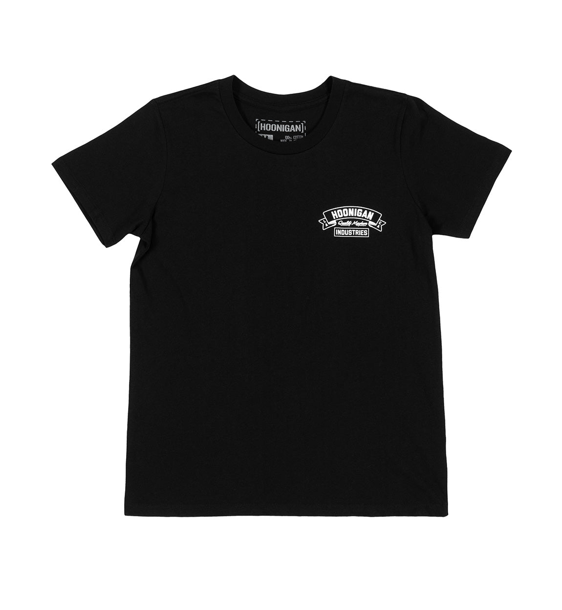 Hoonigan CRANKED Short Sleeve Tee in black featuring a graphic print on the front and a relaxed fit.