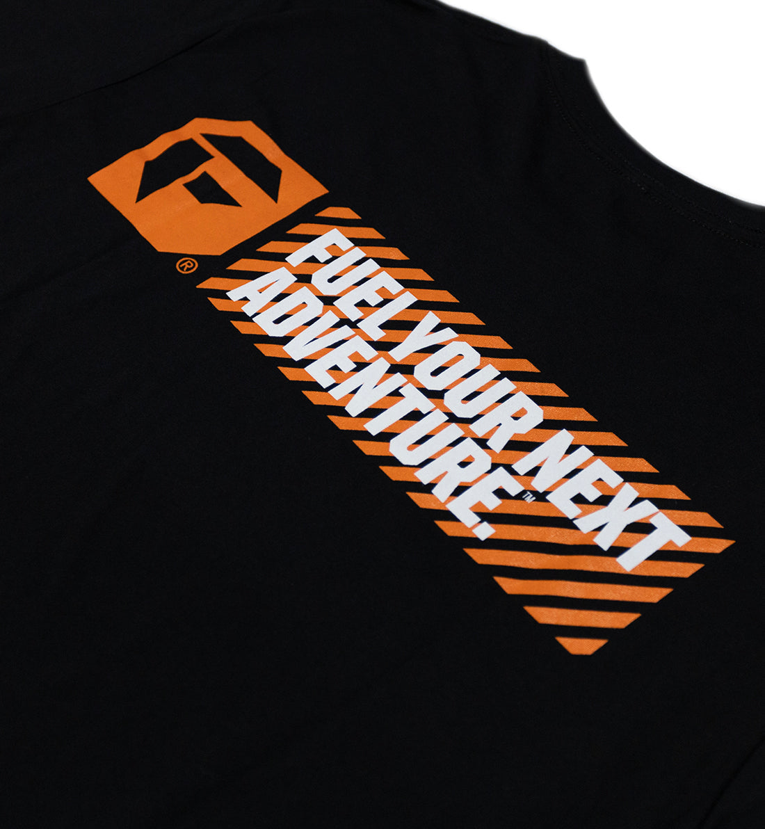 Black short sleeve tee with "Fuel HAZARD" graphic print on the front.