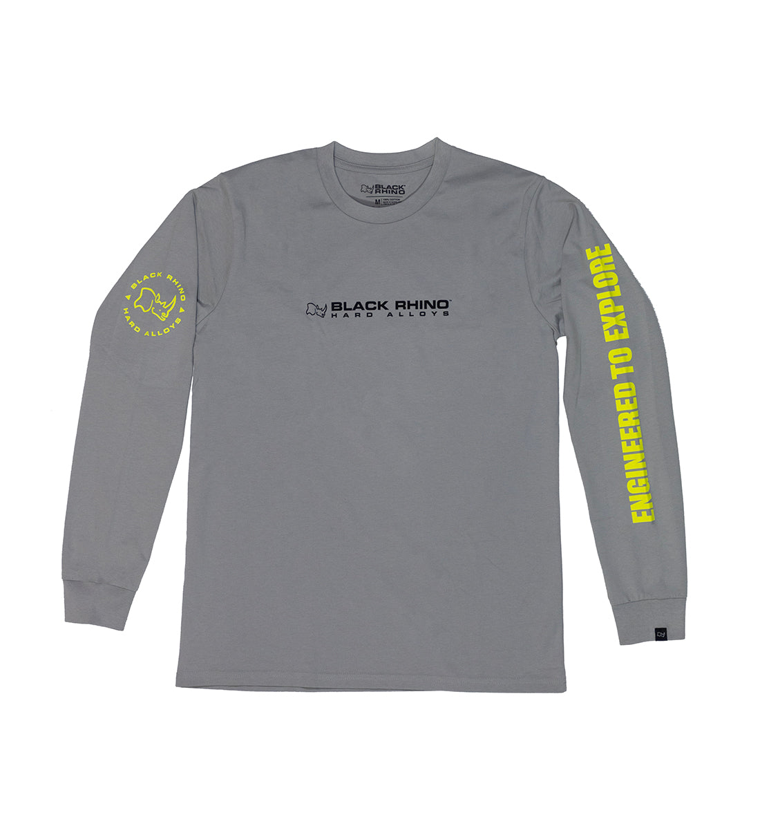 Black Rhino CORE Long Sleeve Tee in black, featuring a round neckline and ribbed cuffs.