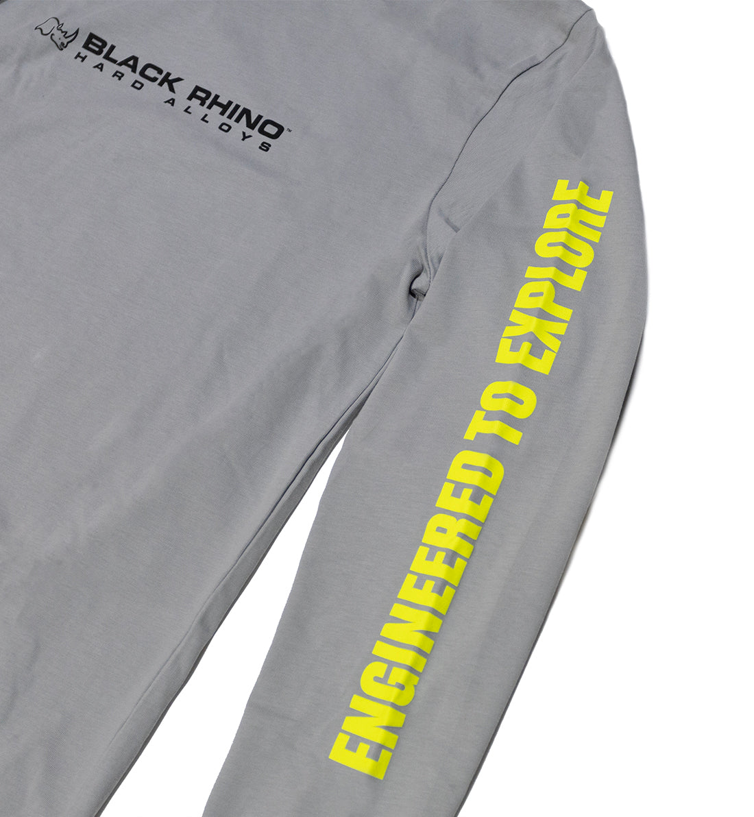 Black Rhino CORE Long Sleeve Tee in black, featuring a minimalist design and logo, displayed on a white background.