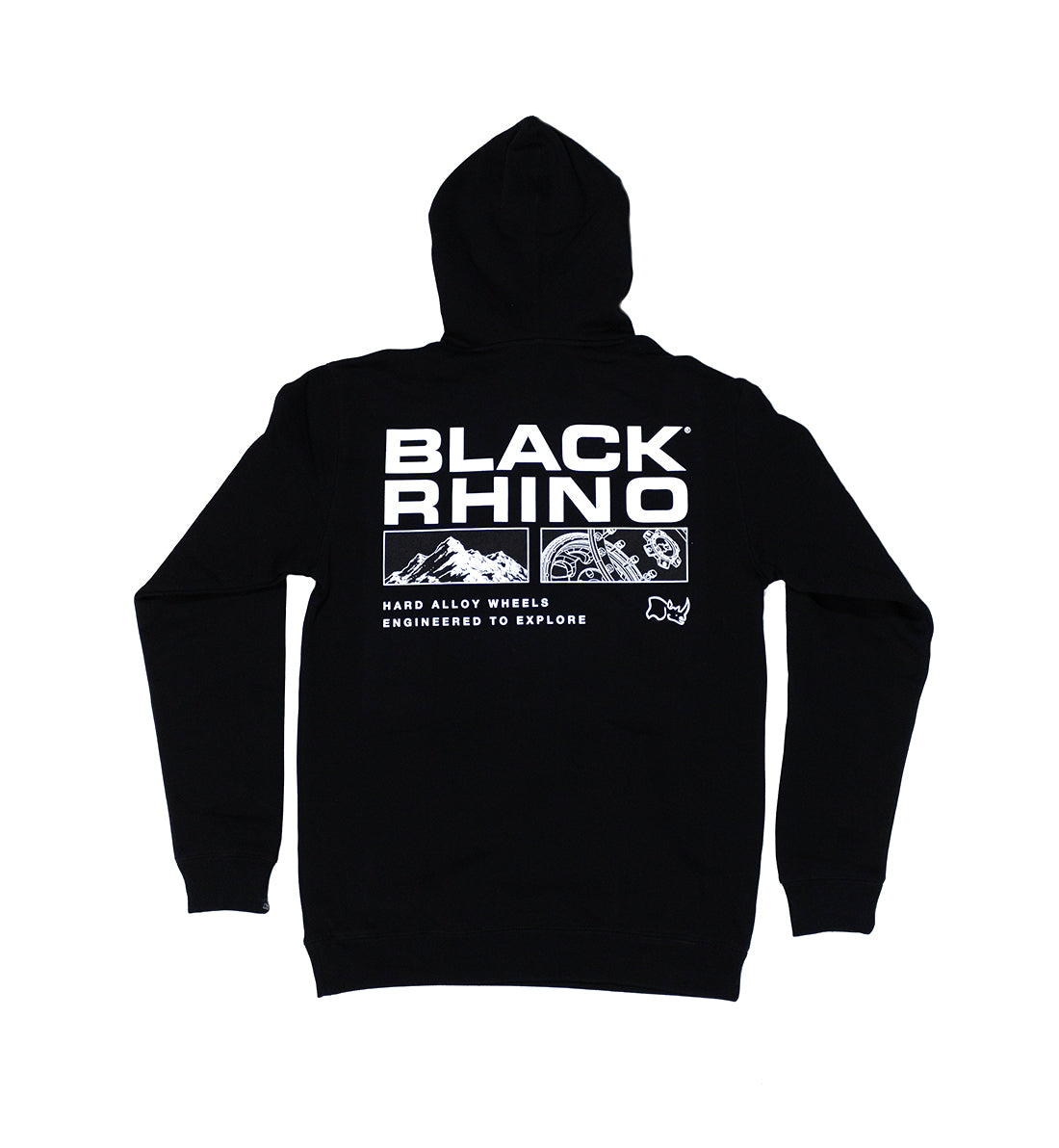 Black Rhino TRACER Hoodie in black with logo, displayed against a neutral background.