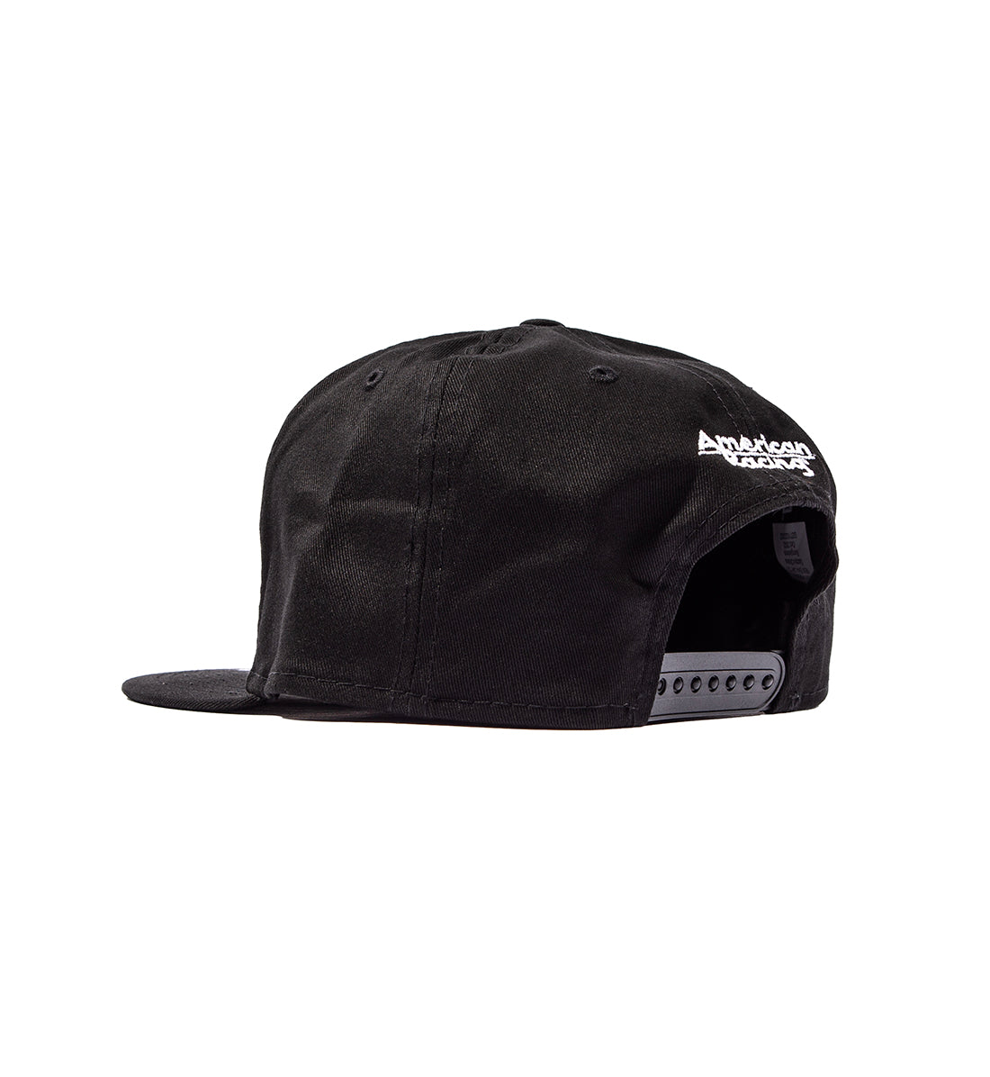 Black snapback hat featuring the American Racing logo embroidered on the front.