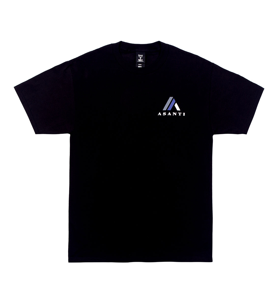 Black Asanti logo short sleeve t-shirt featuring a bold logo design on the front.