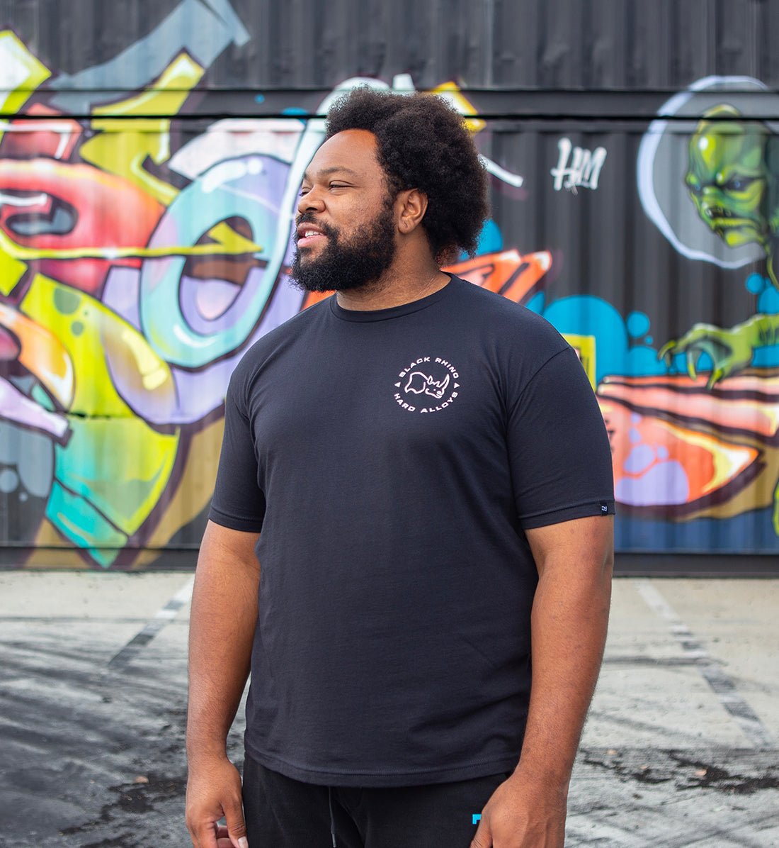 Black Rhino MONTRA Short Sleeve Tee in gray, featuring a casual front design, displayed on a model in an outdoor setting.