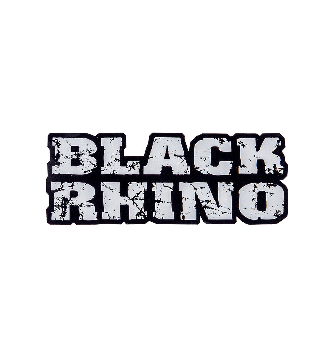 Black Rhino RUGGED 9-inch sticker featuring a bold black and gray design, showcasing a stylized rhinoceros against a textured background.