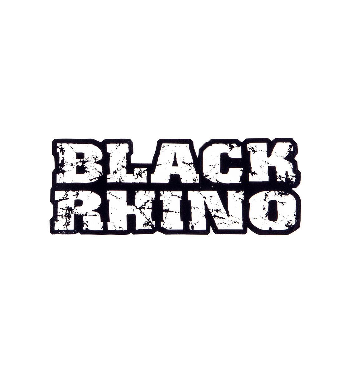 Black Rhino RUGGED 9-inch sticker featuring a bold black and white design with a rugged aesthetic.