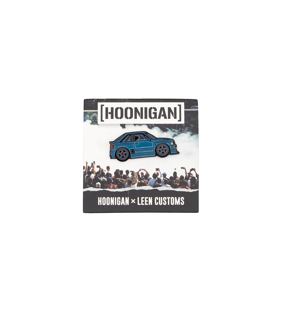 Hoonigan X Leen Customs SCOTTO'S AUDI CQ collectible pin featuring a blue design with intricate detailing.