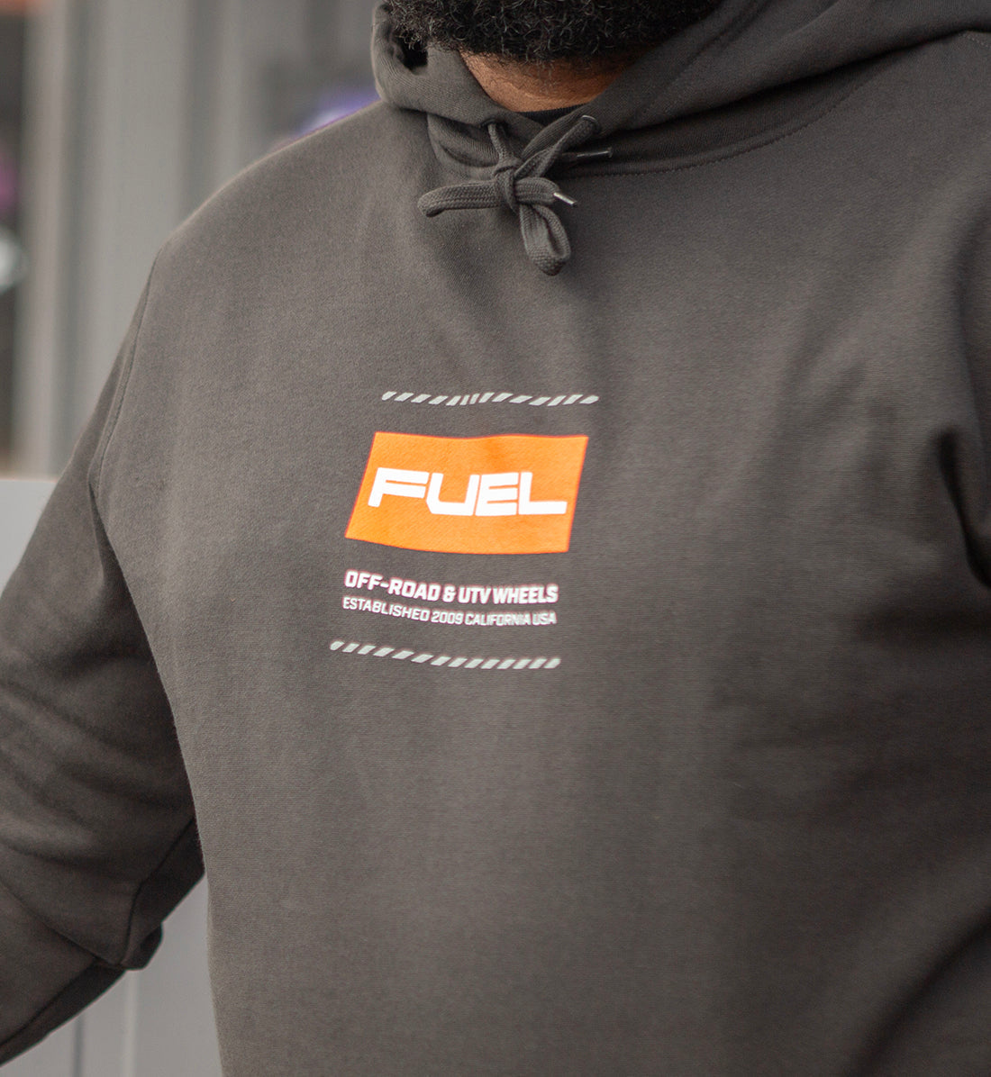 Gray Fuel CUT Pullover Hoodie featuring a front detail design.