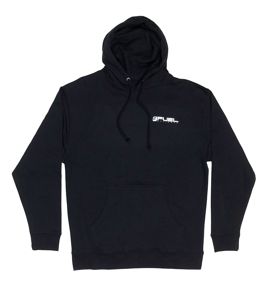 Fuel MALL CRAWL pullover hoodie in dark grey, featuring a front pocket and drawstring hood, displayed on a plain background.