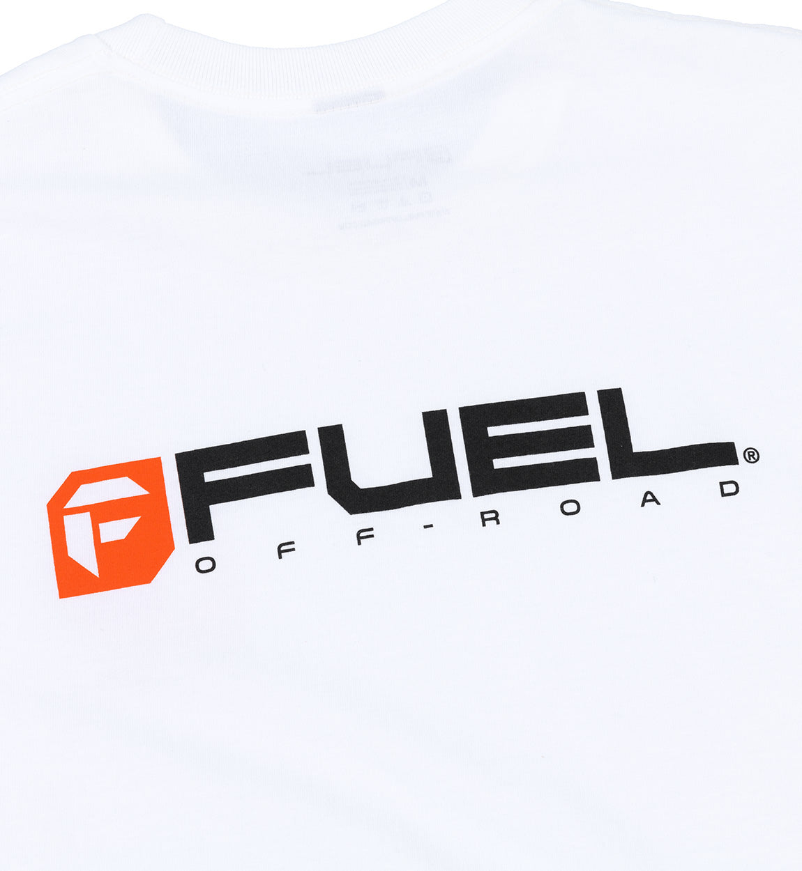 Fuel Orange Logo Short Sleeve Tee featuring a bold orange logo on a white fabric background.