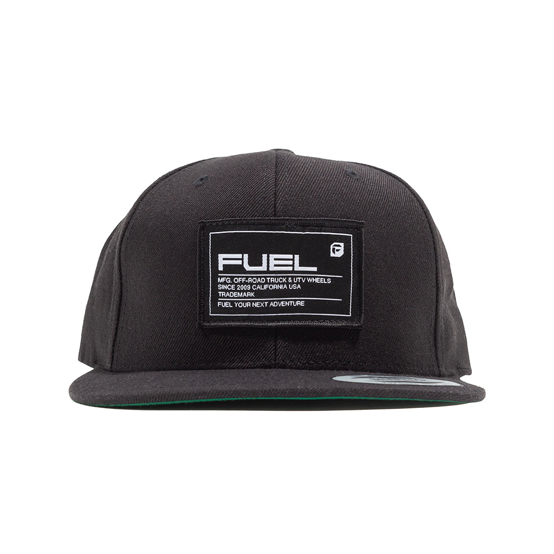 Fuel Woven 5 Panel Snapback Hat in black and white with a woven pattern and adjustable snapback closure.