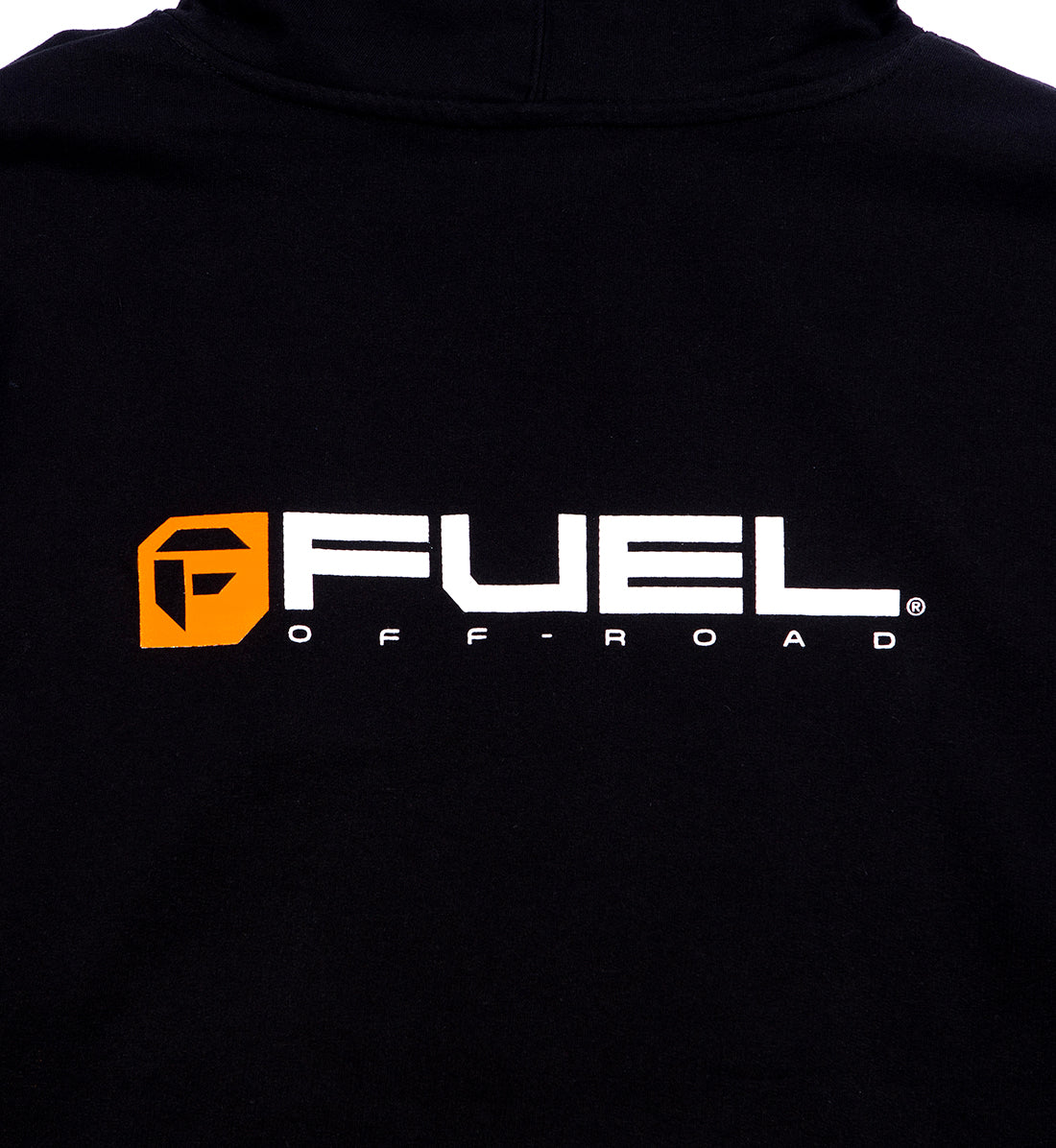 Black Fuel Off-Road hoodie featuring a bold white and orange Fuel Off-Road logo on the front.