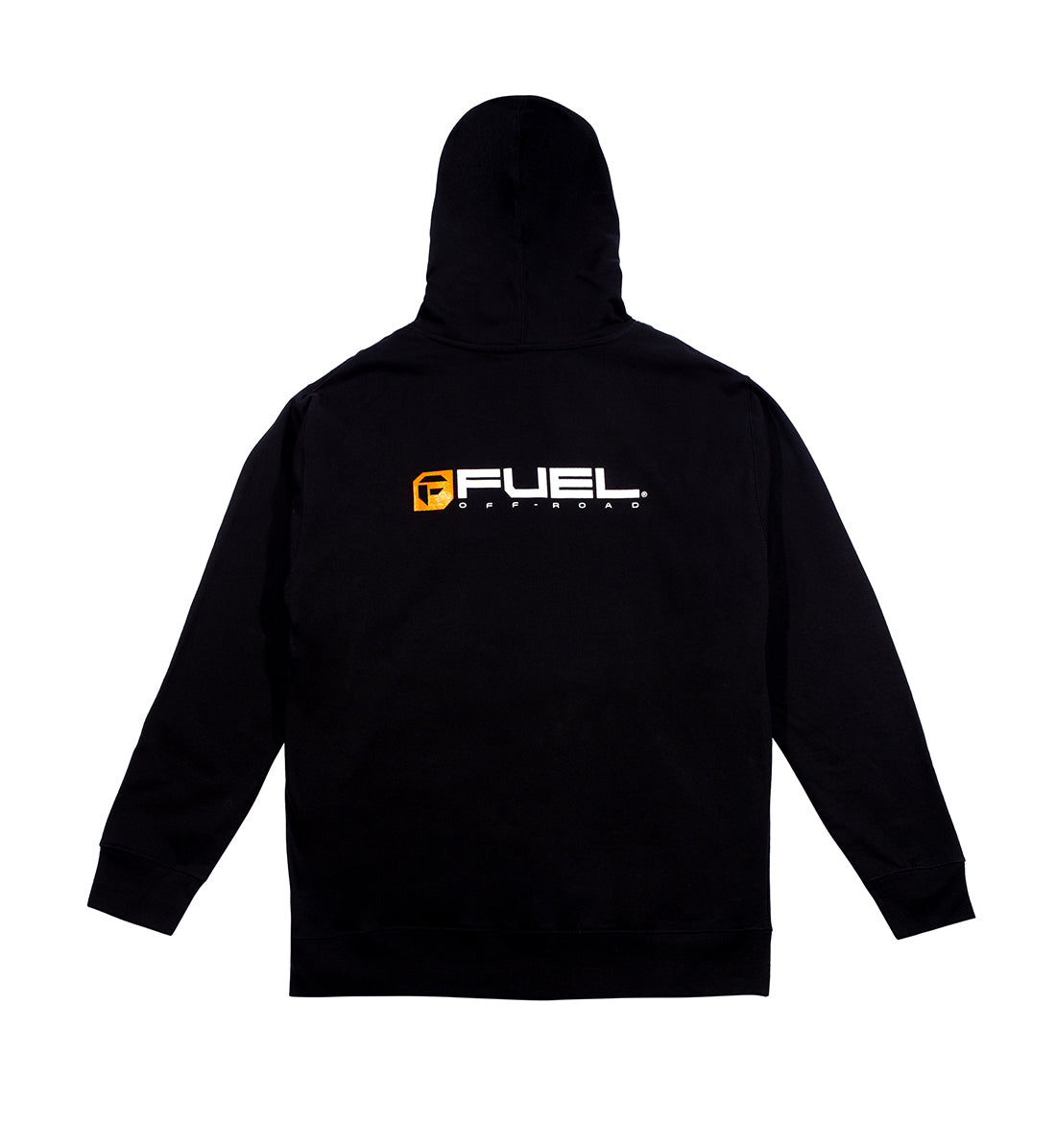 Black Fuel Off-Road hoodie with a front logo, featuring a hood and long sleeves, designed for casual and outdoor wear.