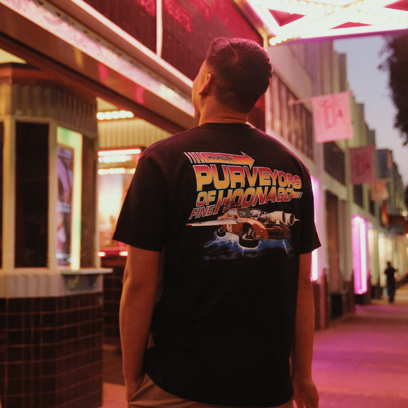 Hoonigan HOONCAPACITOR Short Sleeve Tee featuring a bold graphic design on a black background.