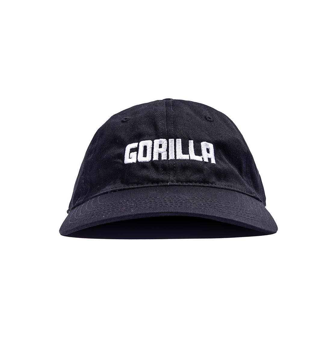 Black Gorilla unstructured dad hat featuring a front logo, adjustable strap, and relaxed fit.