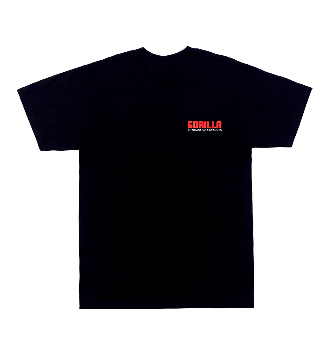 Gorilla Automotive logo short sleeve black t-shirt featuring a bold graphic design.