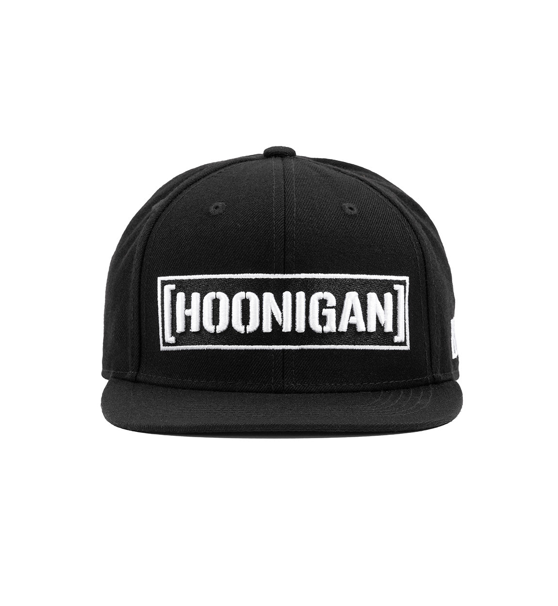 Hoonigan CENSOR BAR Snapback Hat in black, featuring a bold embroidered logo on the front and an adjustable snap closure.