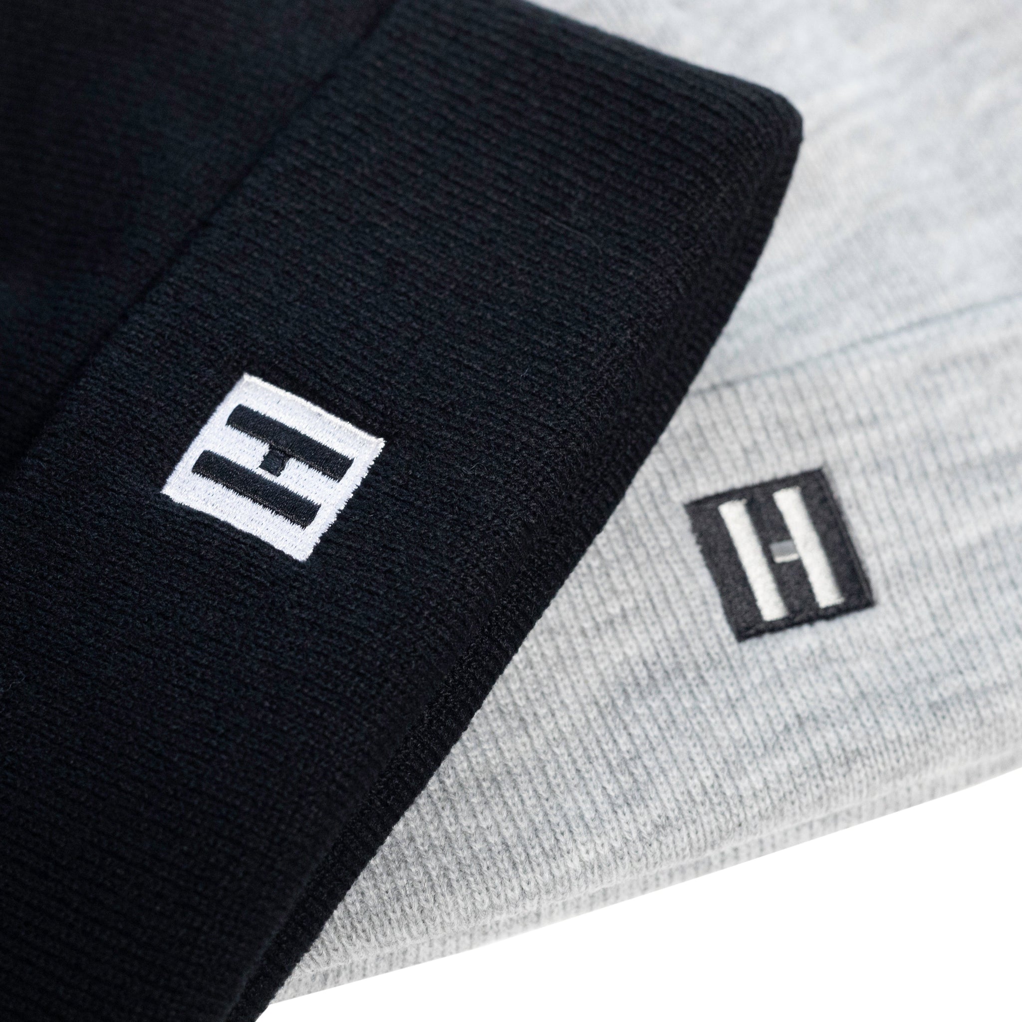 Hoonigan CLASSIC H ICON gray and black beanie displayed on a neutral background.