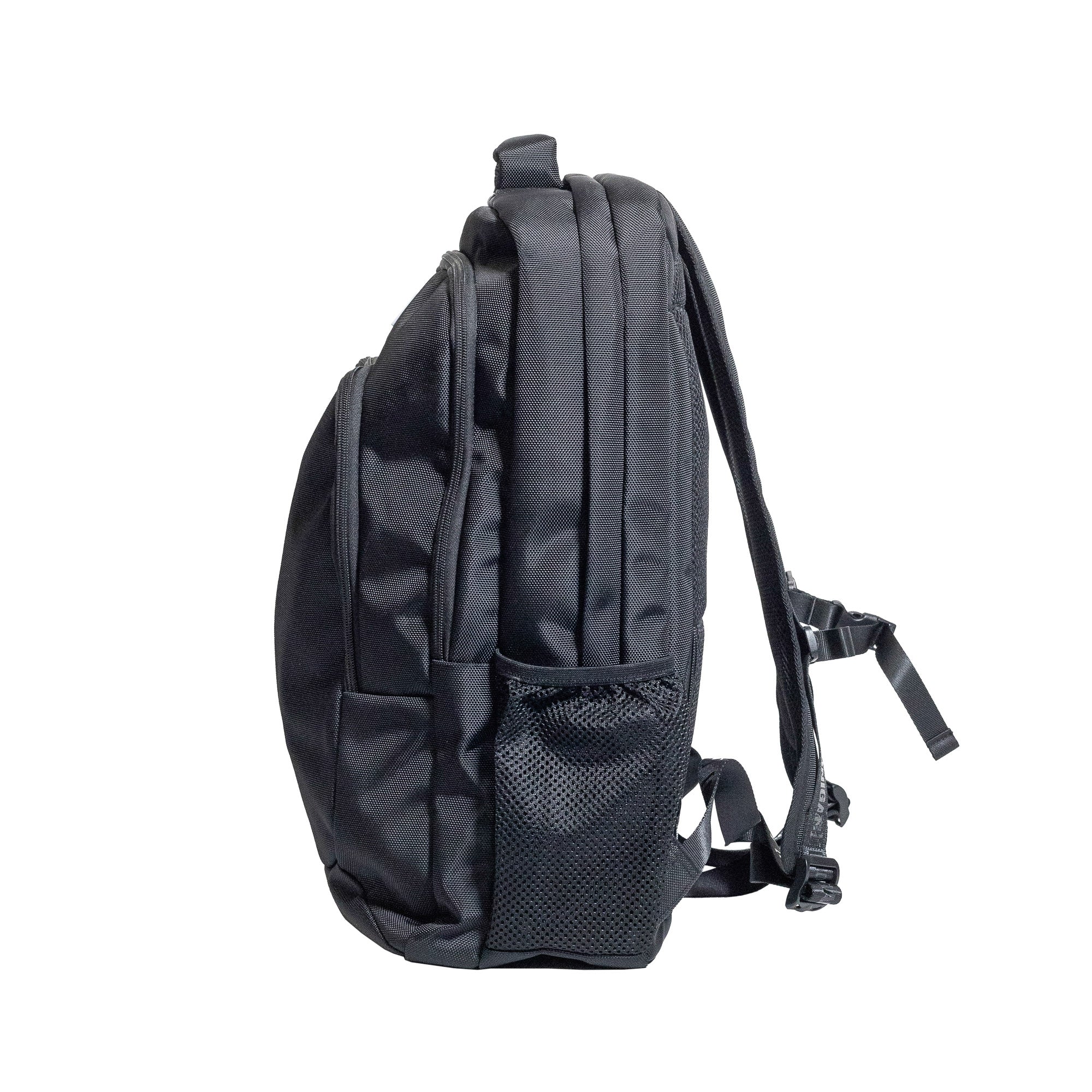 Hoonigan METAL BAR Backpack featuring a sleek black design with red and white logo accents.