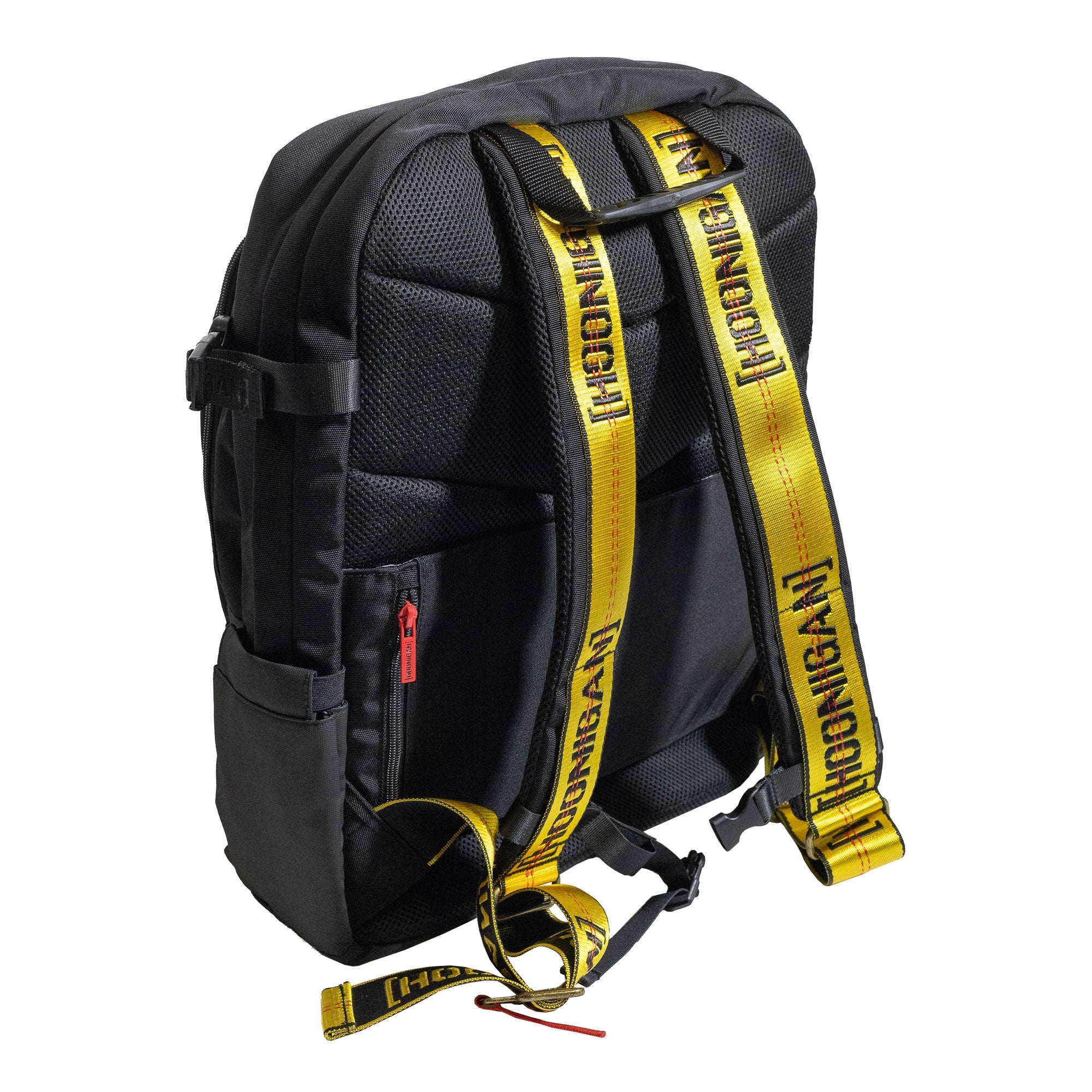 Hoonigan RATCHET STRAP Backpack featuring adjustable straps and a bold logo design, suitable for outdoor and urban use.