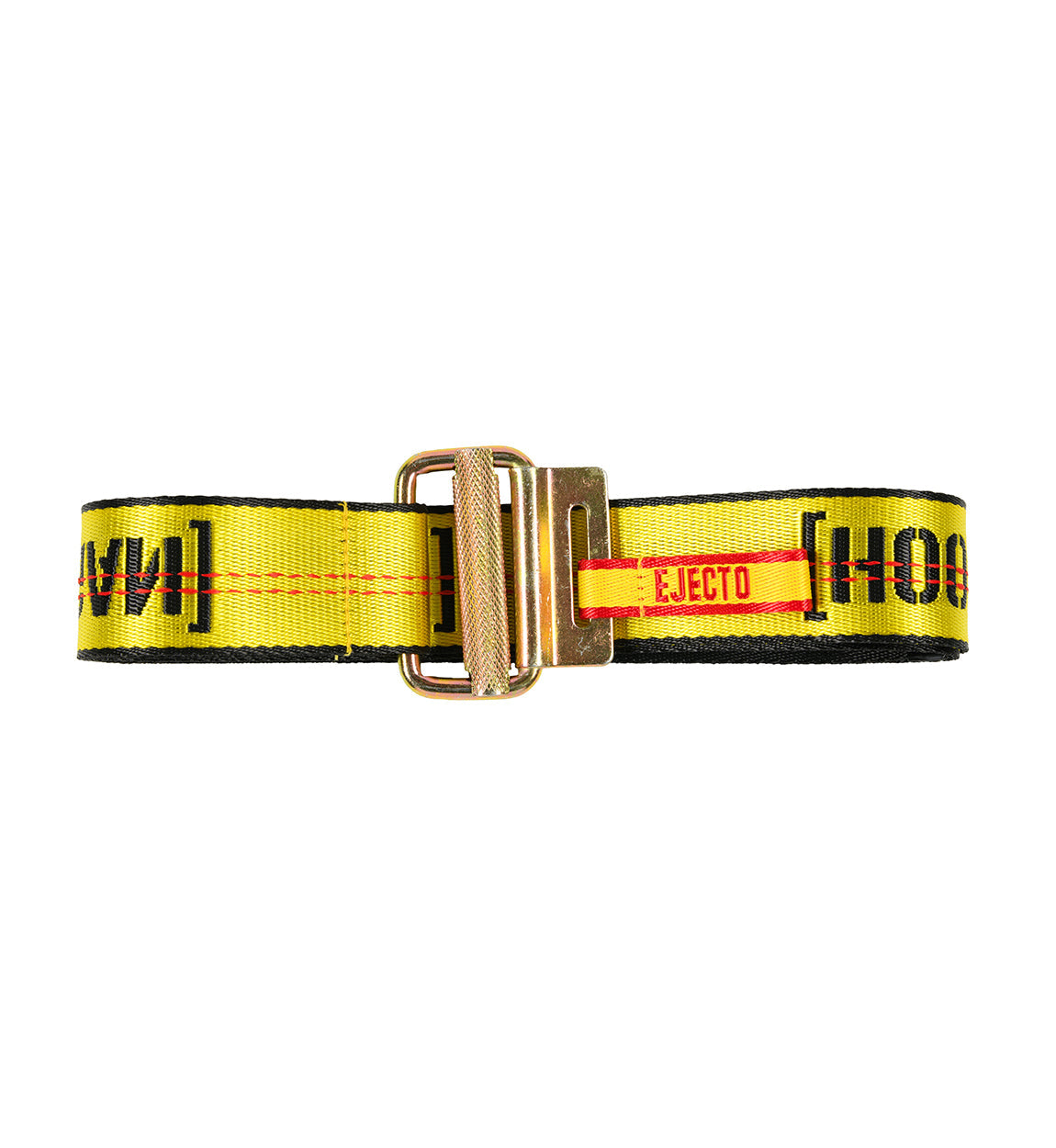 Hoonigan RATCHET Web Belt in black and yellow, featuring a durable ratchet buckle and adjustable strap.