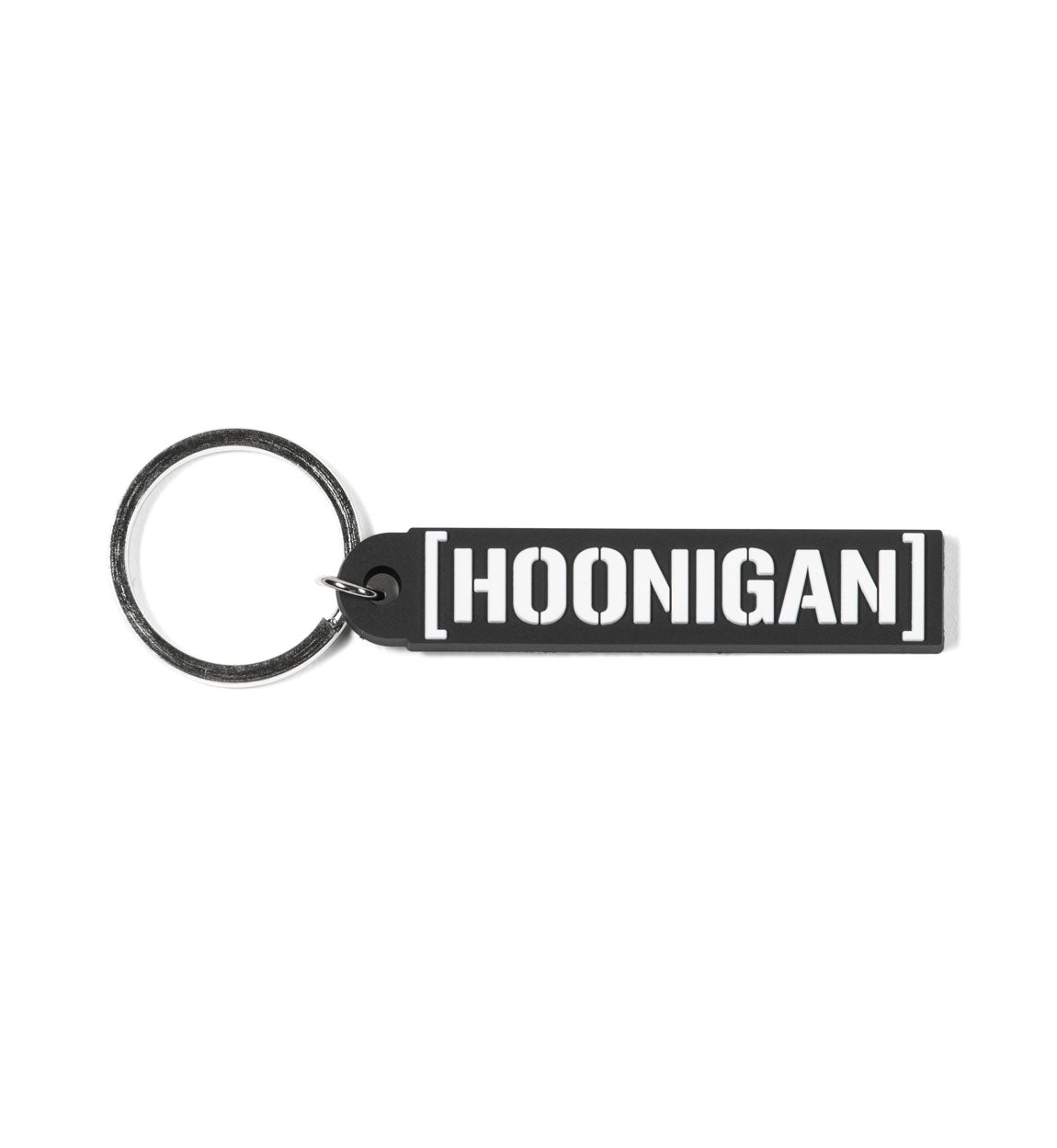 Hoonigan CENSOR BAR Rubber Keychain featuring a black and white design with the Hoonigan logo and censor bar.