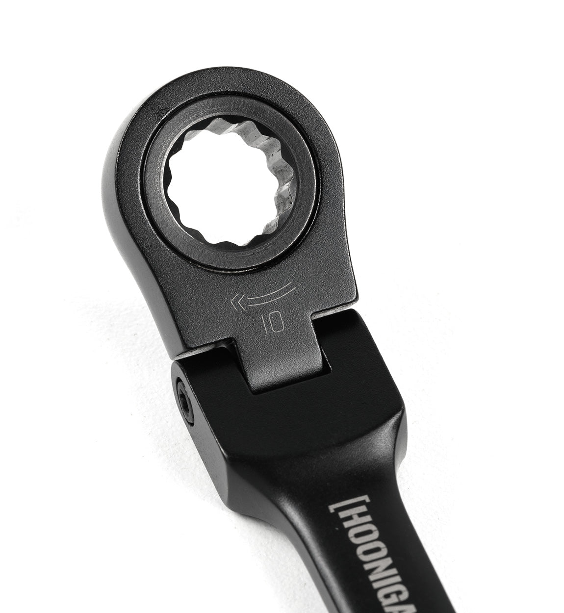 Hoonigan FOUND IT Keychain featuring a sleek black ratchet design for automotive enthusiasts.