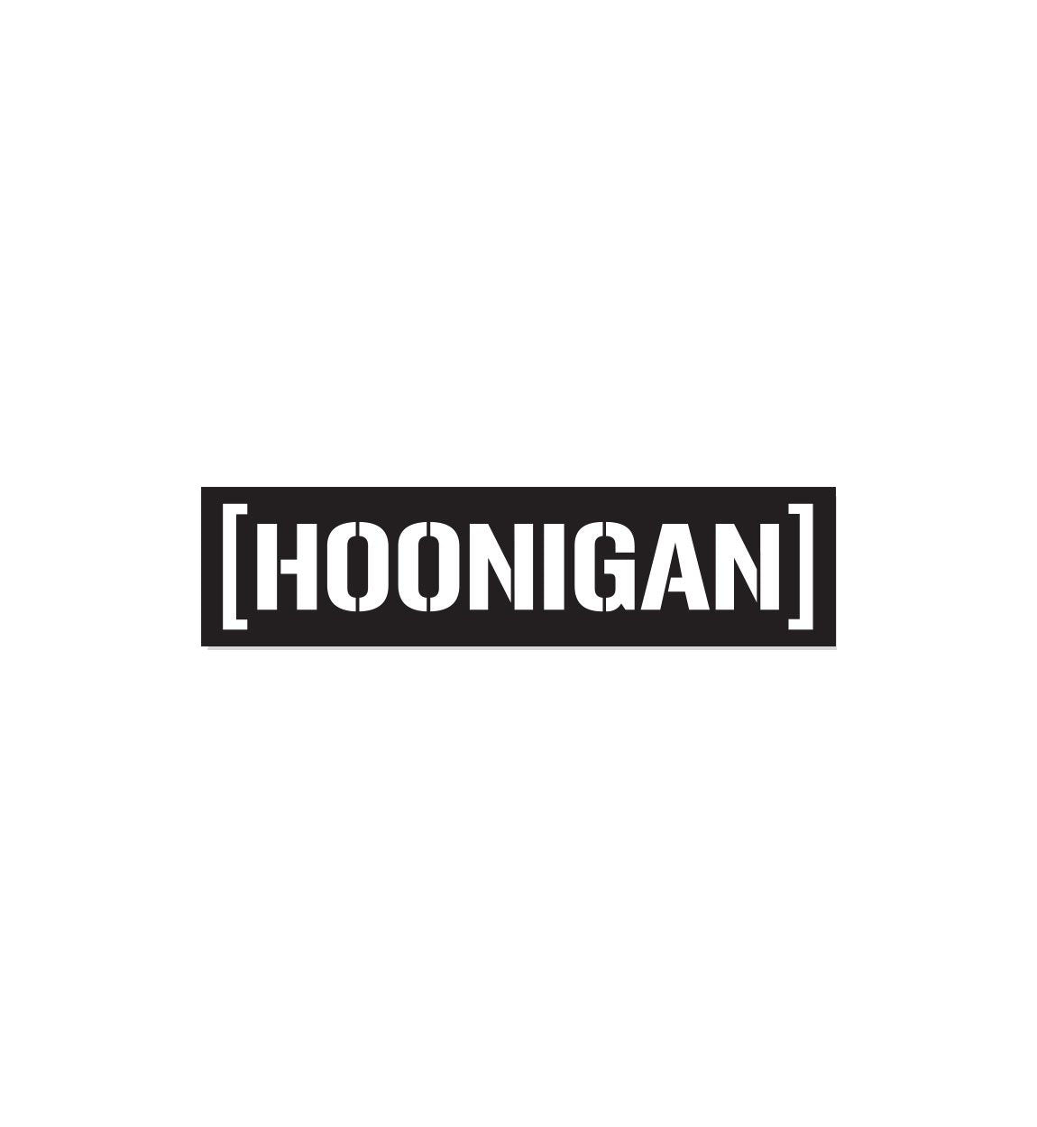 Hoonigan Censor Bar Promo Logo Sticker (6") featuring bold black text on a white background.