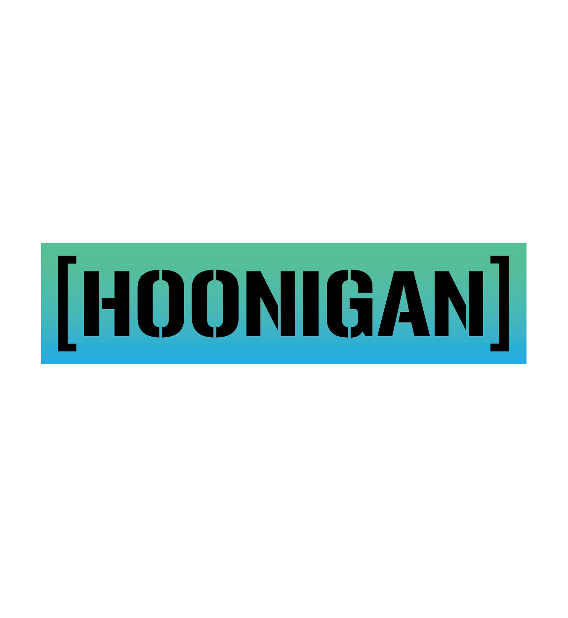 Hoonigan SHIFT CENSOR BAR sticker featuring bold black text on a gradient blue background, measuring 8 inches.