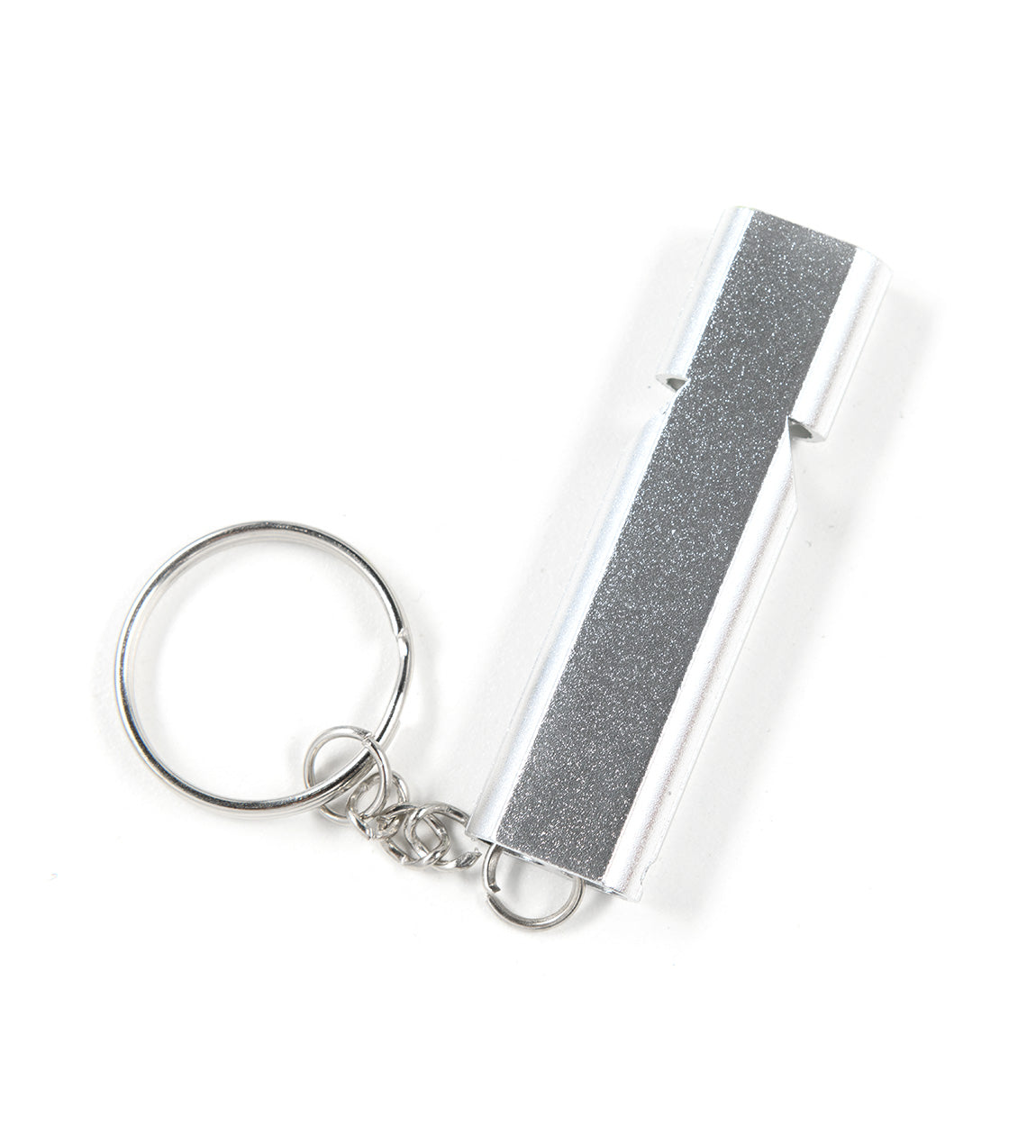 Silver safety keychain with a glittery strip, part of the Hoonigan OH SH*T Safety Kit, designed for emergency use.