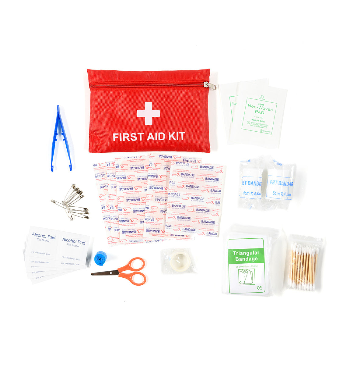 Hoonigan OH SH*T Safety Kit with first aid supplies, bandages, alcohol pads, scissors, safety pins, and wound care essentials.