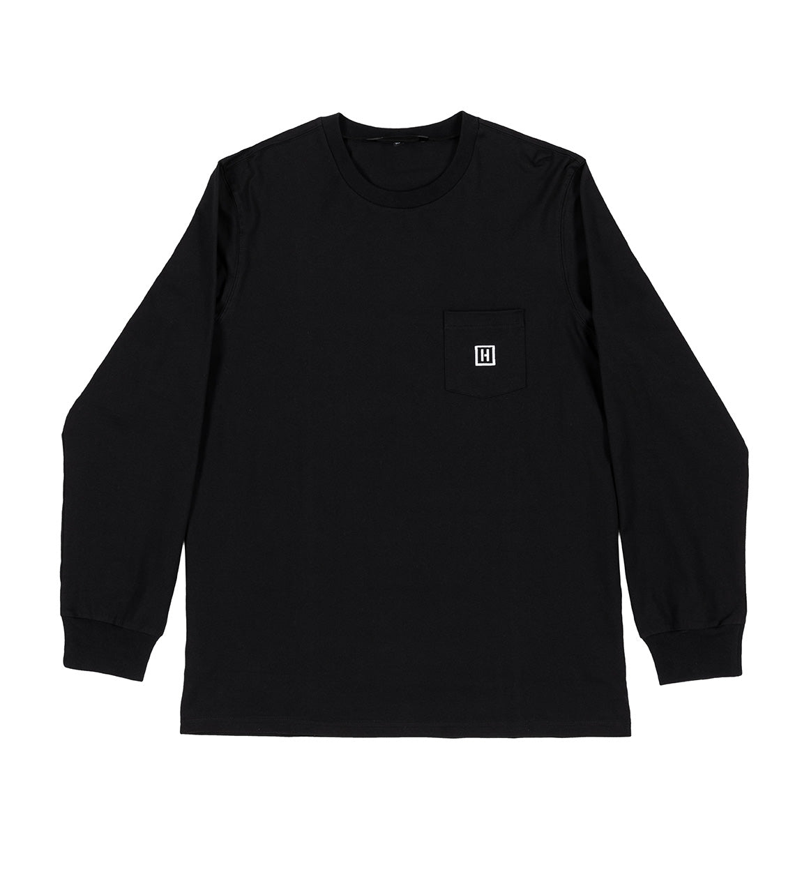 Black Hoonigan H-ICON Premium long sleeve tee featuring a bold white logo on the chest and sleeve.
