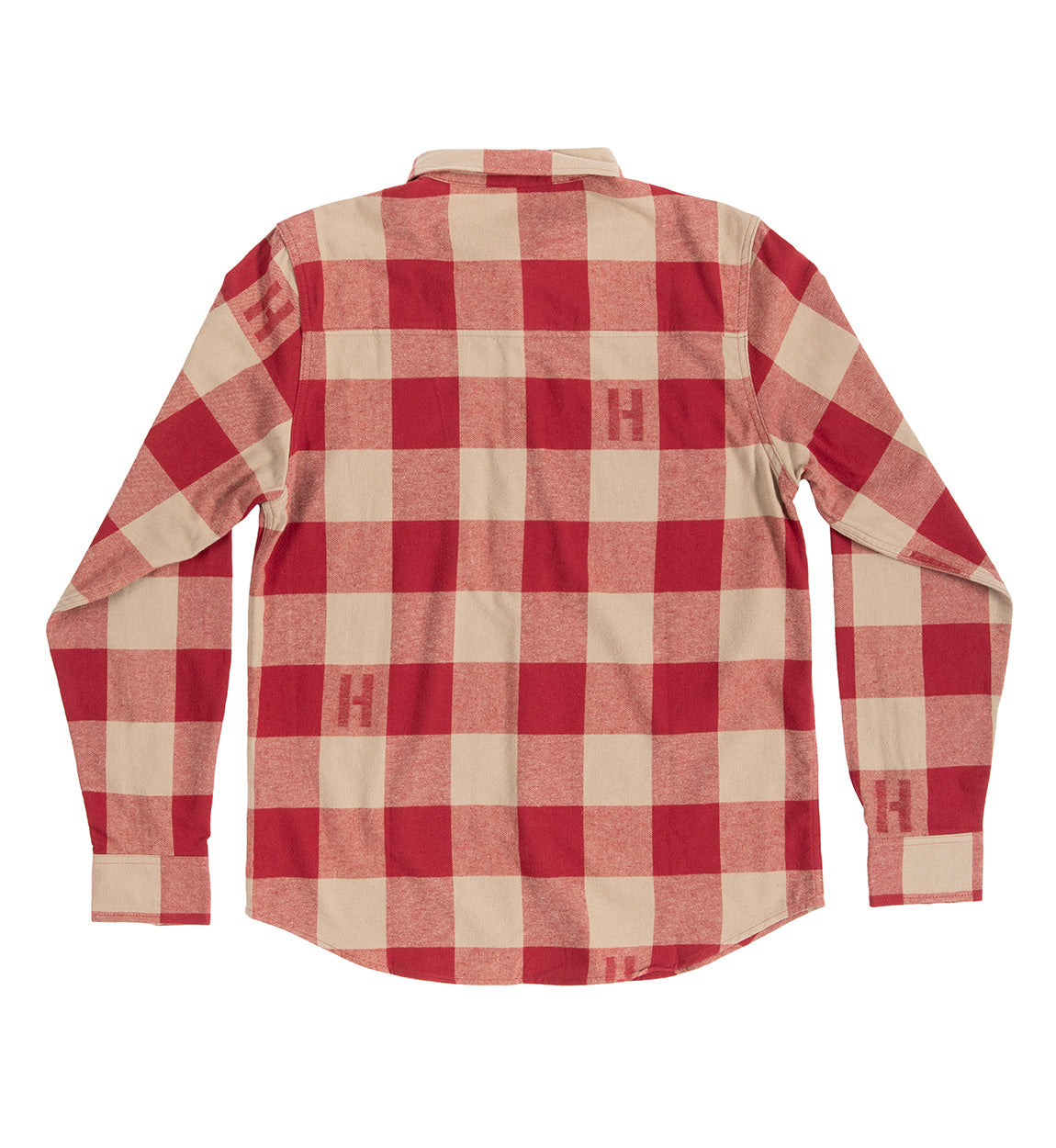 Hoonigan H Icon Woven Flannel Long Sleeve Shirt in brown and black checkered pattern, featuring a button-up front and chest pocket.