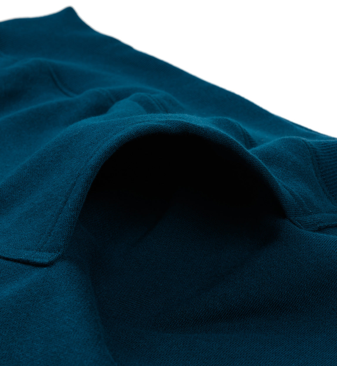 Hoonigan HILL CLIMB Henley fleece hoodie in navy blue, featuring a buttoned collar and ribbed cuffs.