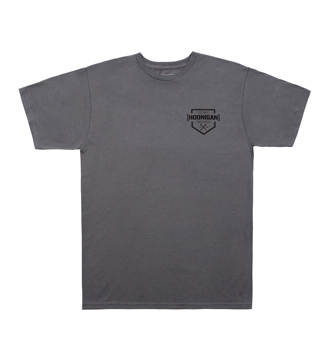 Black short sleeve tee featuring the Hoonigan Bracket X logo prominently on the front.