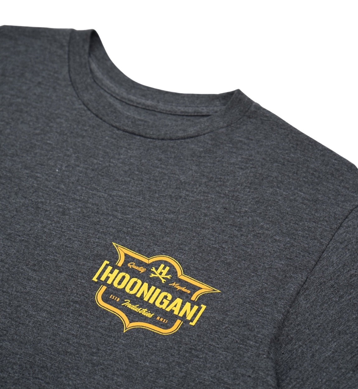 Hoonigan EMBLEM short sleeve t-shirt in black featuring a bold white logo on the front.