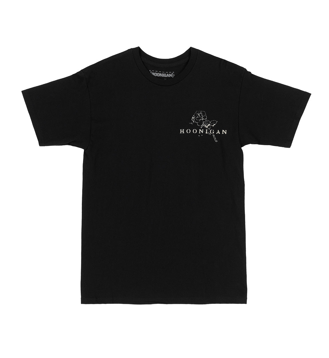 Hoonigan MORTUARY black short sleeve t-shirt featuring a bold graphic design on the front.