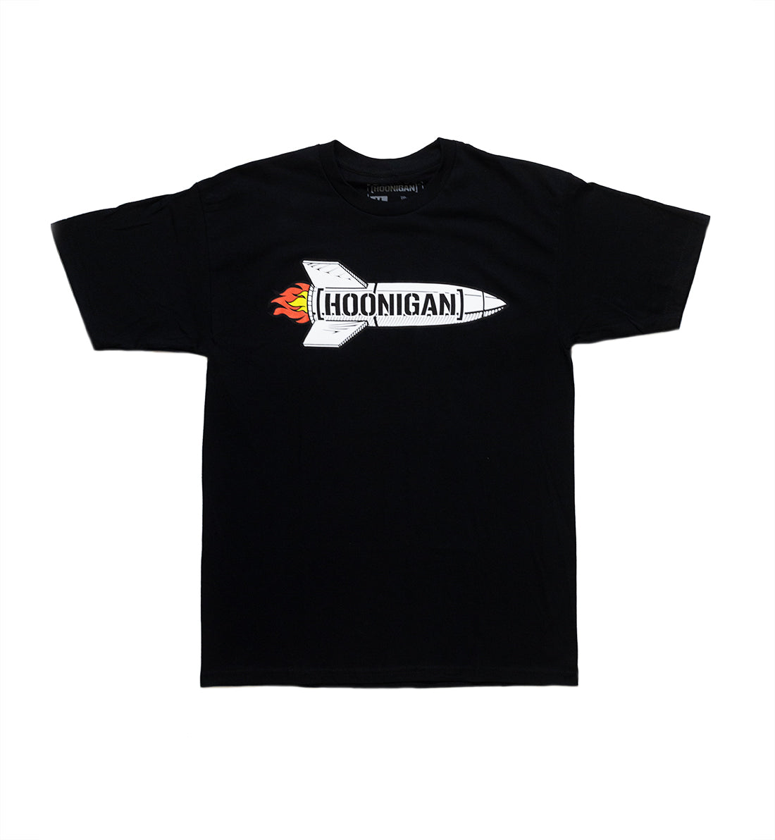 Hoonigan ROCKET Short Sleeve Tee featuring bold graphics and a modern design, showcased in a flat lay.