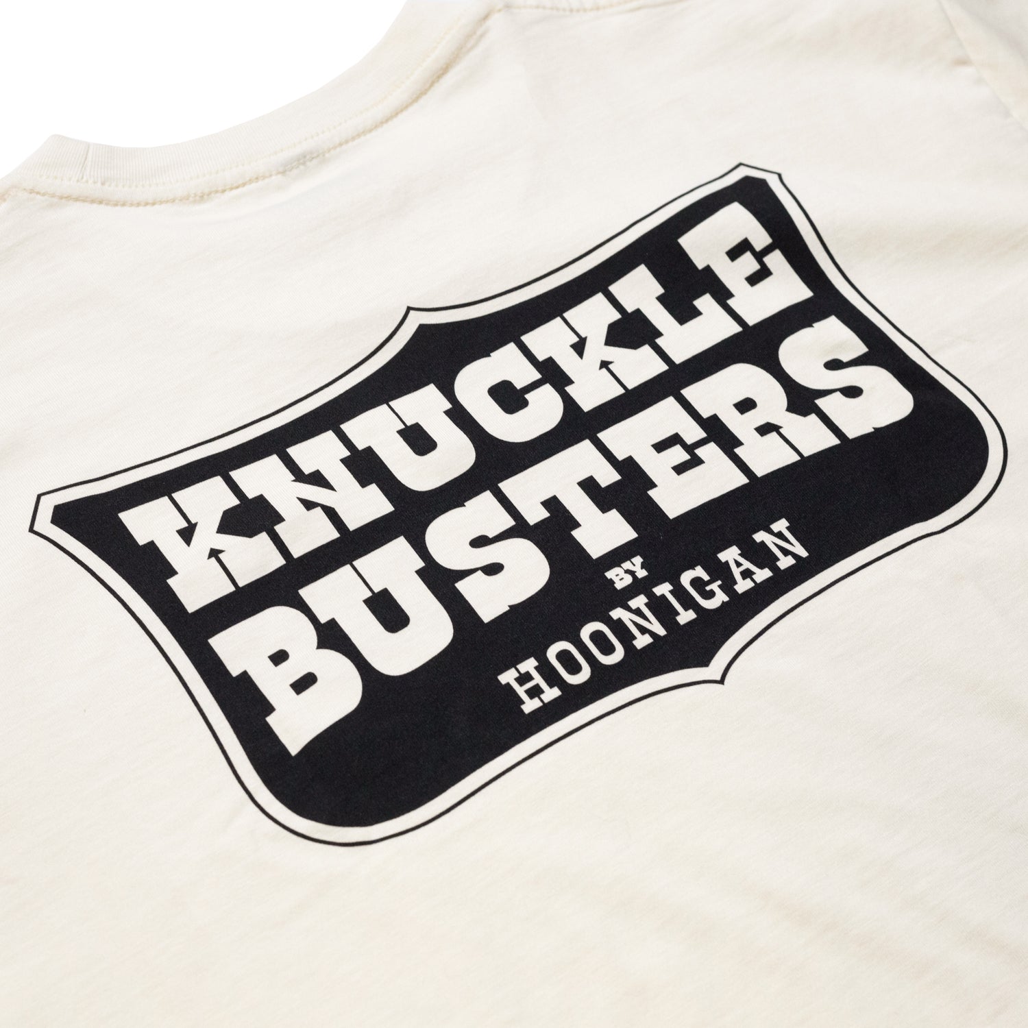 Black short sleeve t-shirt featuring "Hoonigan" logo and belt sander graphic on the front.