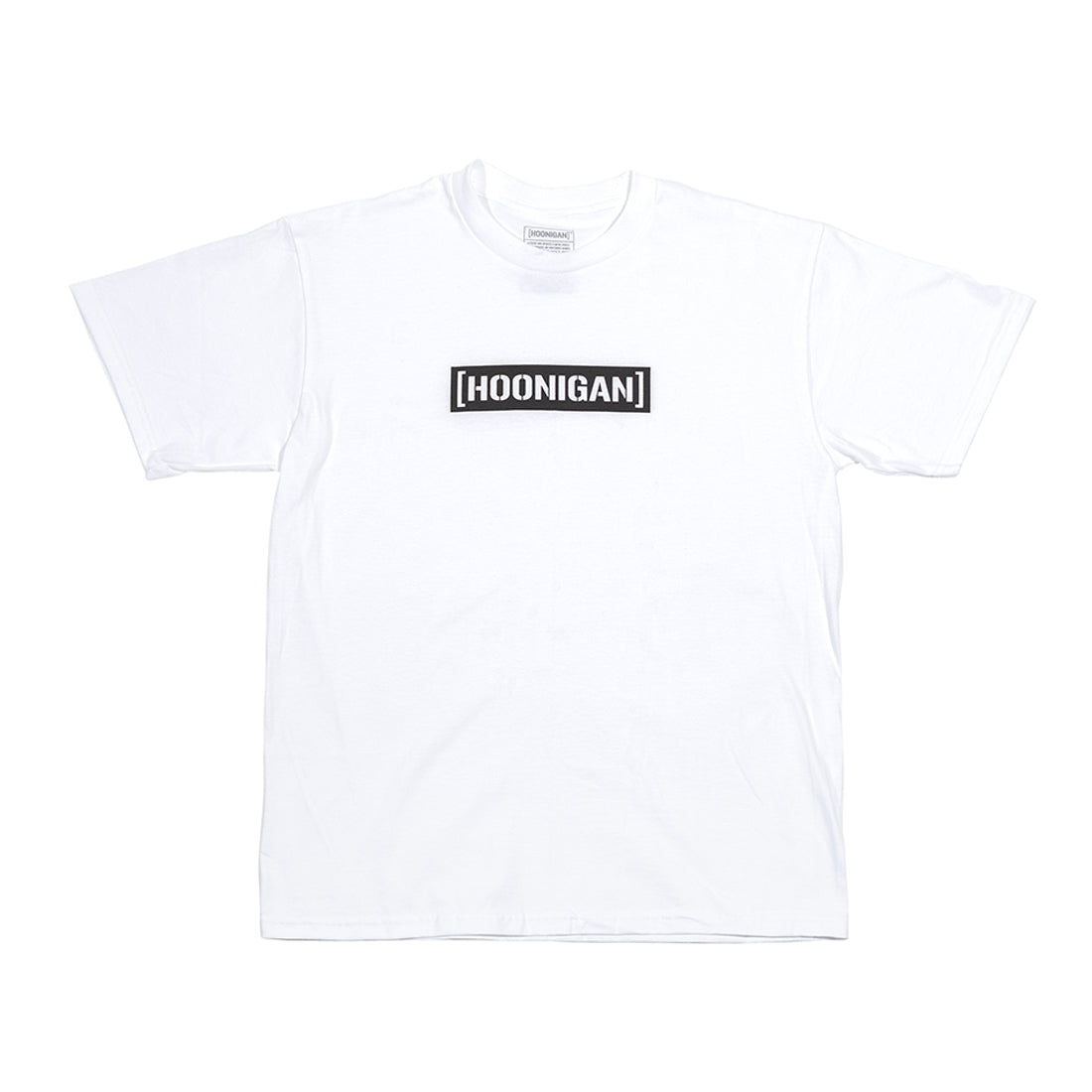 Hoonigan New Standard Bar Short Sleeve Tee featuring a bold graphic print on a black fabric.