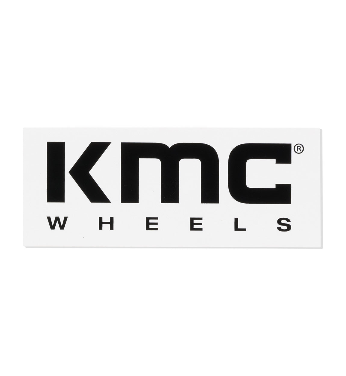 KMC 6-inch rectangle sticker featuring a white background with bold black text and graphic design.