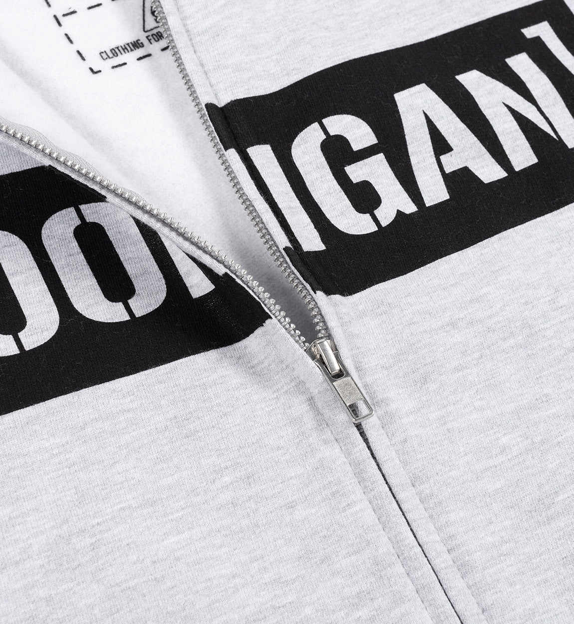Hoonigan CENSOR BAR Zip Hoodie in gray and black, featuring a bold logo on the front, zip closure, and adjustable drawstring hood.