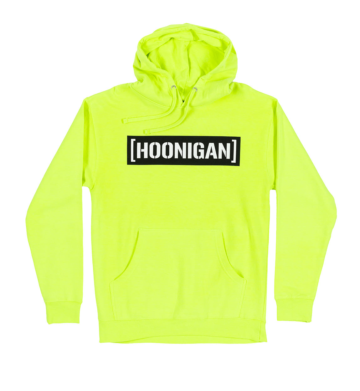 Hoonigan CENSOR BAR pullover hoodie in yellow with black graphic logo on the chest.
