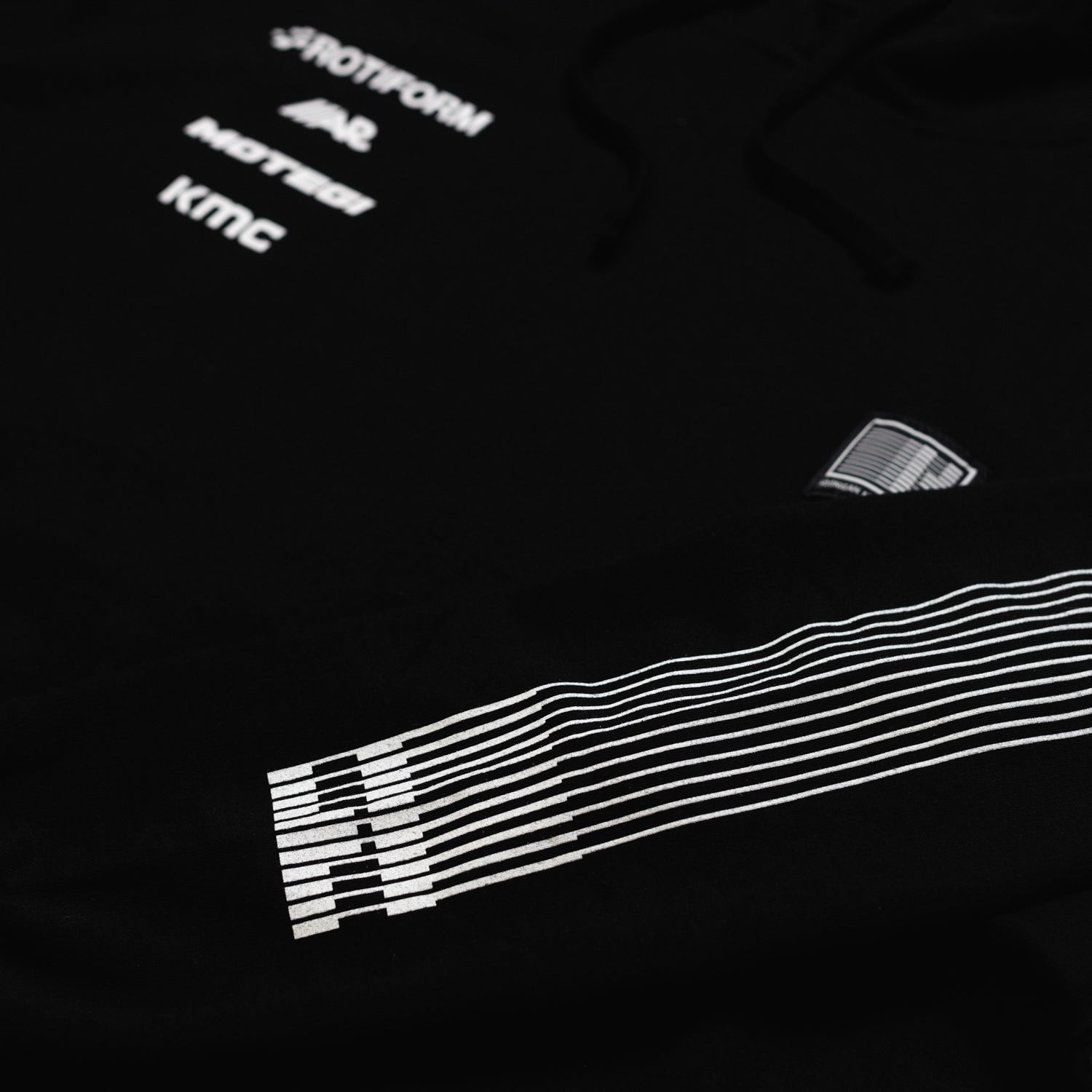 Hoonigan Motorsports pullover hoodie featuring a front design and sleeve detail in black.