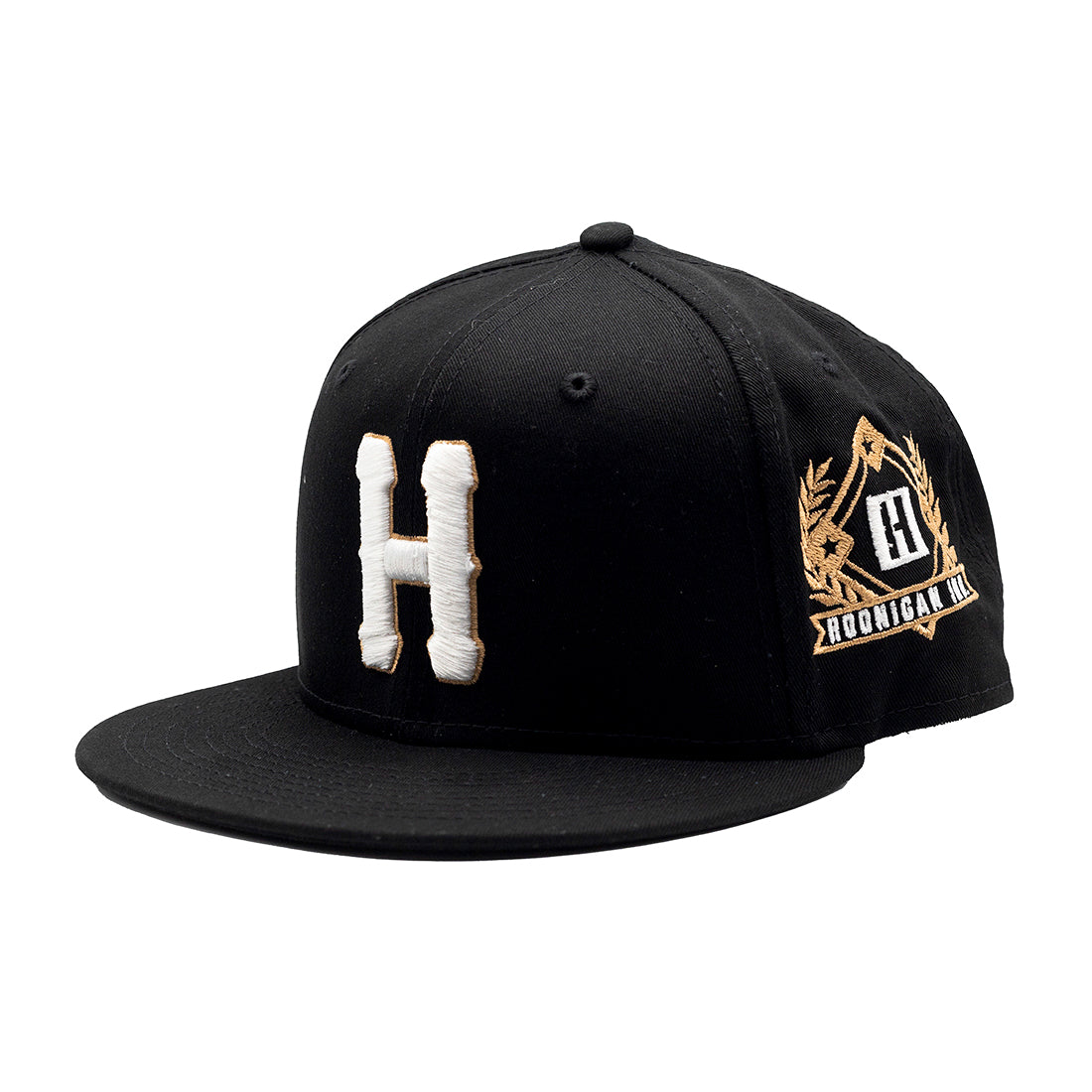 Hoonigan NATIONAL SMASHTIME Snapback Hat featuring a black and yellow design with bold lettering and an adjustable snapback closure.
