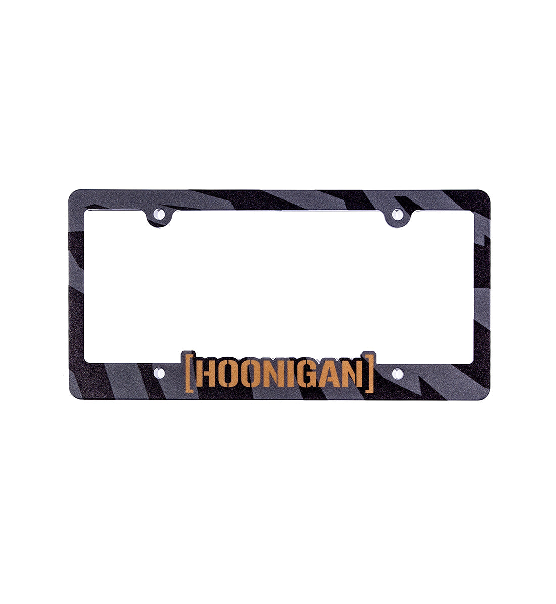 Hoonigan GYMKHANA7 license plate frame featuring a bold black design with white logo and graphics.