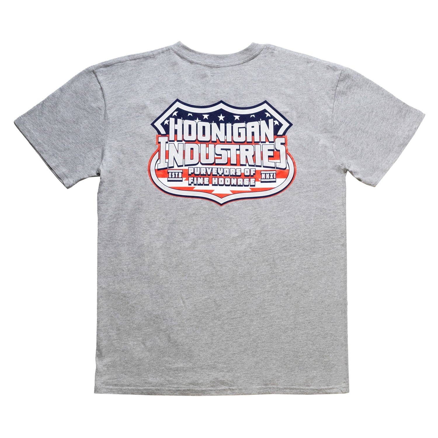 Hoonigan INTERSTATE Summer Short Sleeve Tee in black, featuring a bold, colorful graphic design on the front.