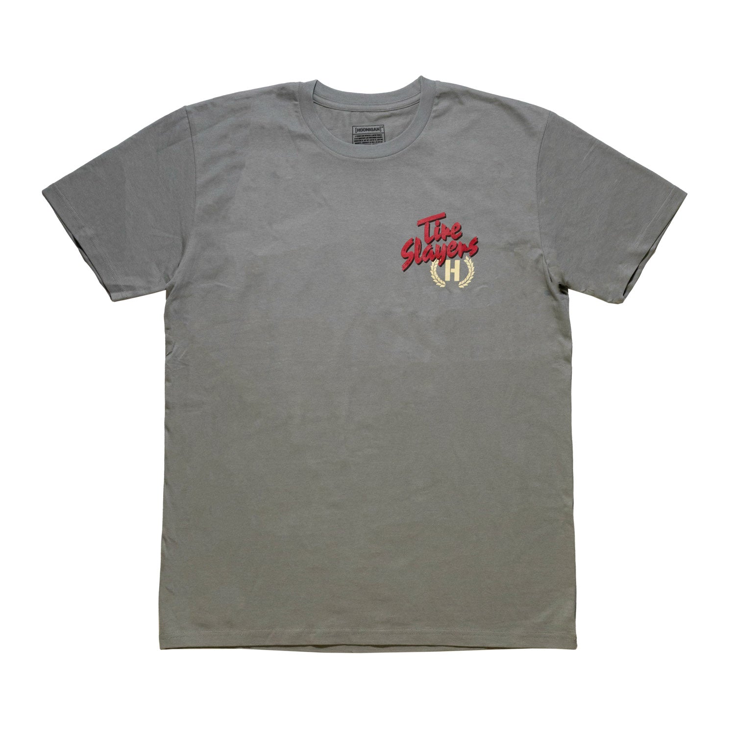 Hoonigan MAYHEM ROAD Short Sleeve Tee featuring a bold graphic design in black and white on a grey background.