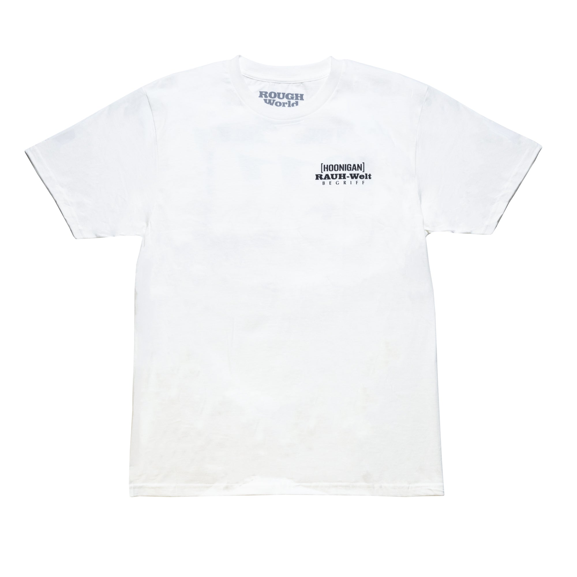 Hoonigan X RWB ROUGH WORLD KILL ALL TIRES Short Sleeve Tee featuring a bold graphic design and vibrant colors.