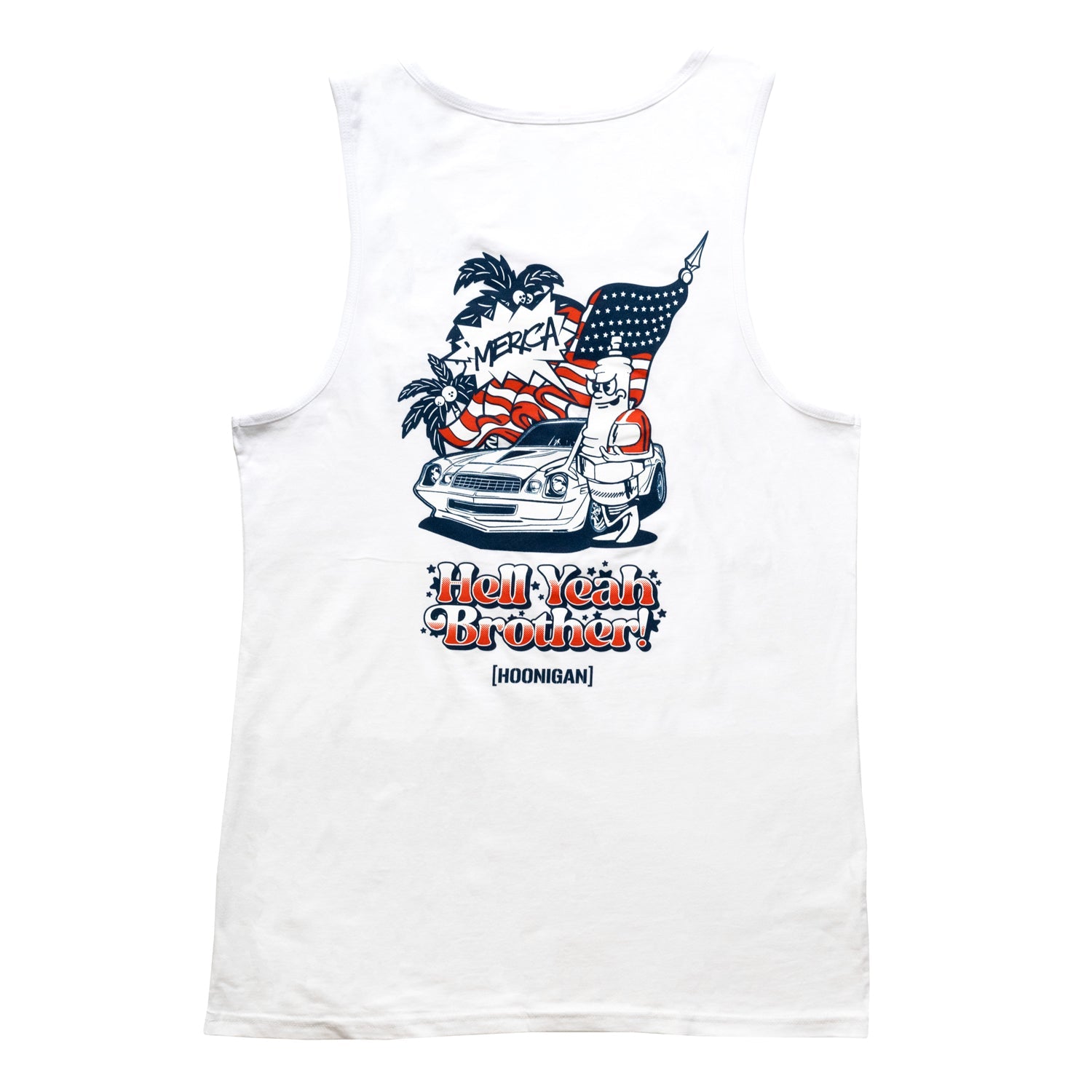 Hoonigan 'MERICA Tank Top featuring a bold graphic design and patriotic colors.
